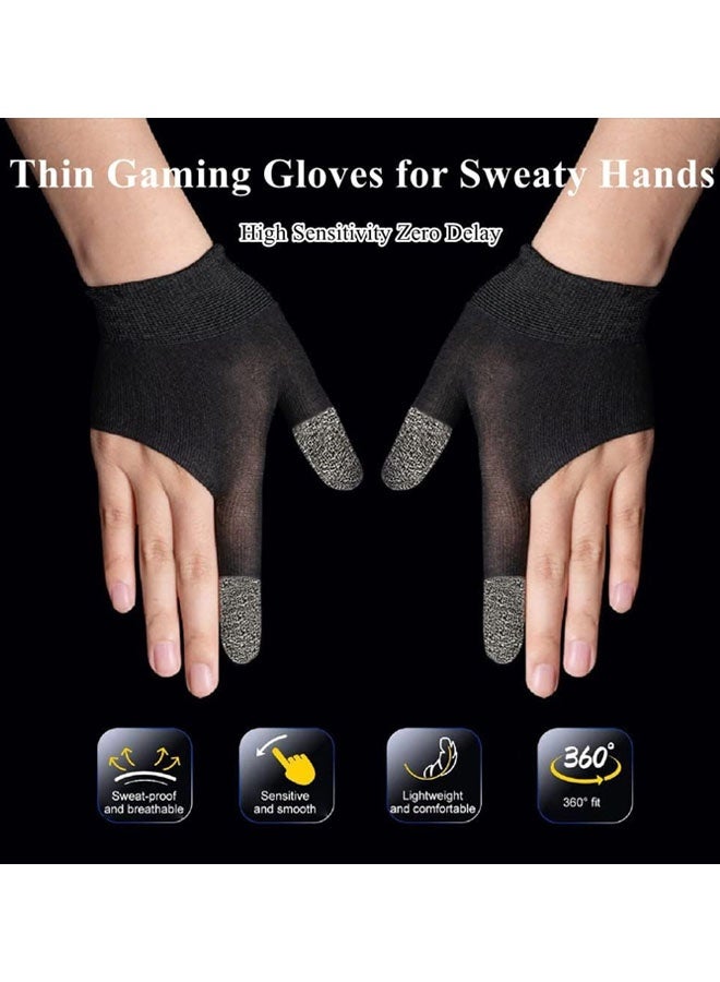 قفازات ألعاب للأيدي المتعرقة، قفازات ألعاب فائقة الرقة وجيدة التهوية تعمل باللمس مع أكمام للإبهام والأصابع لأجهزة iPad اللوحية/الهواتف المحمولة - Image 3